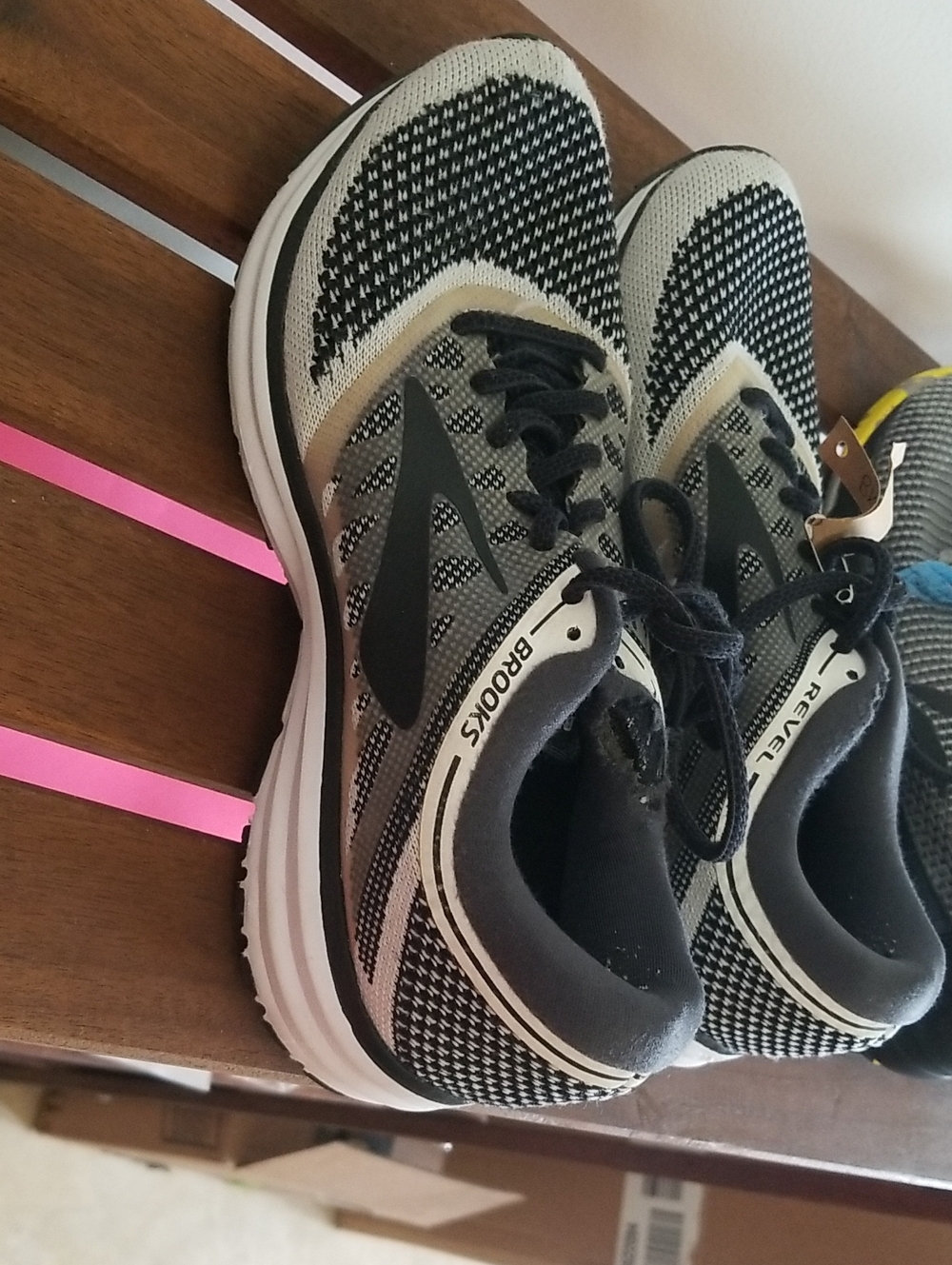 Brooks Black and Cream Knit Lace-Up Running Shoes